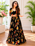 Shoporax GOMTI Black Elegant Printed Georgette Kurti