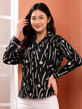 Women's Chevron Pattern Shirt | Trendy Two-Tone Color Block Casual Shirt for Women & Girls