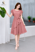 ✨Women’s Elegant Georgette Cape Sleeve Fit & Flare Dress