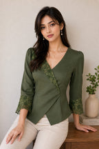 Women's Olive Green Net Top – Stylish Casual Party Wear Top
