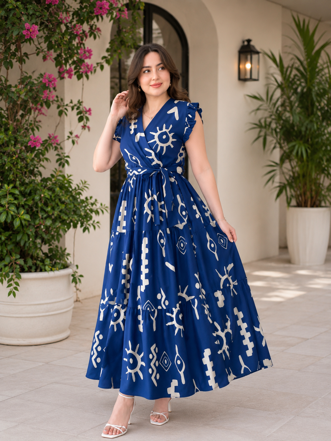 Aura Bloom Printed Party Wear Gown