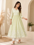 Women's Rayon Chikankari Kurti Set with Pant | Elegant Embroidered Ethnic Wear
