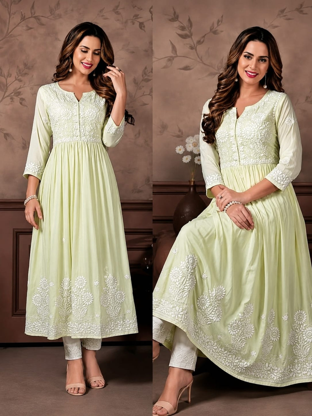 Women's Rayon Chikankari Kurti Set with Pant | Elegant Embroidered Ethnic Wear