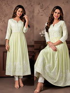Women's Rayon Chikankari Kurti Set with Pant | Elegant Embroidered Ethnic Wear