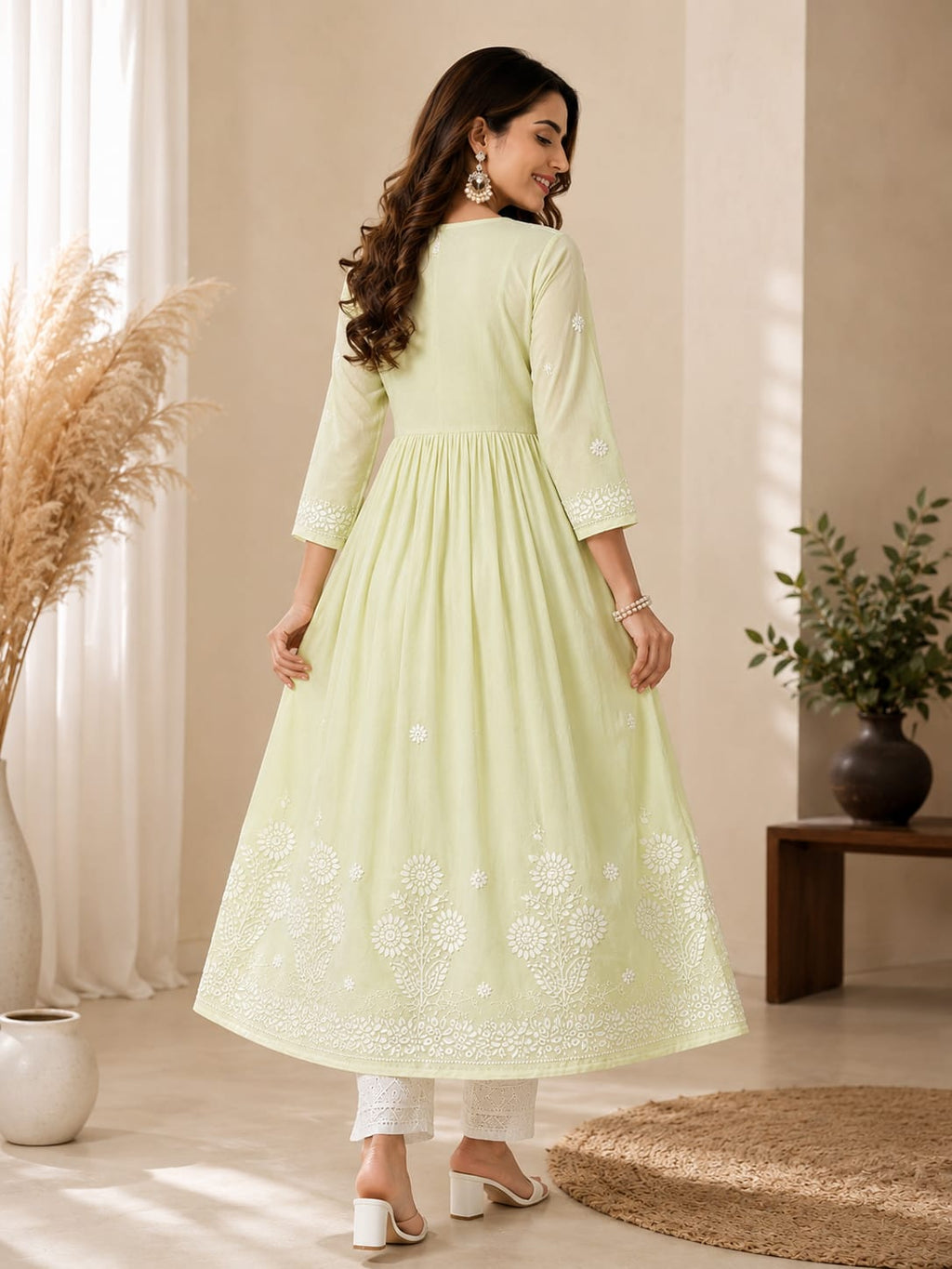 Women's Rayon Chikankari Kurti Set with Pant | Elegant Embroidered Ethnic Wear