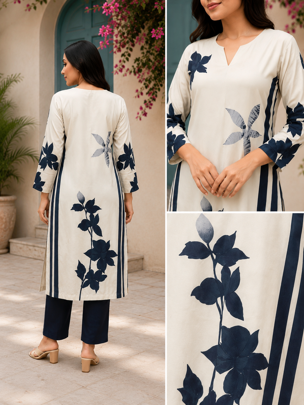 Elegant Bloom Printed Mulmul Kurti