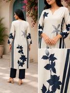 Elegant Bloom Printed Mulmul Kurti