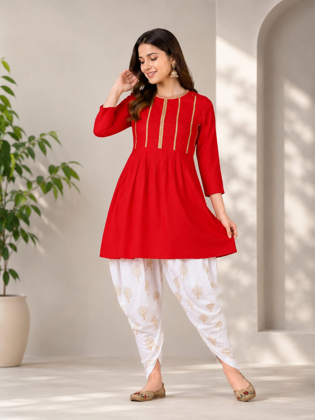Women's Viscose Rayon Kurta & Dhoti Pant Set – Elegant Ethnic Wear