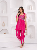 Women's Elegant Embroidered Kurta with Dhoti Pant Set | Ethnic Festive Wear