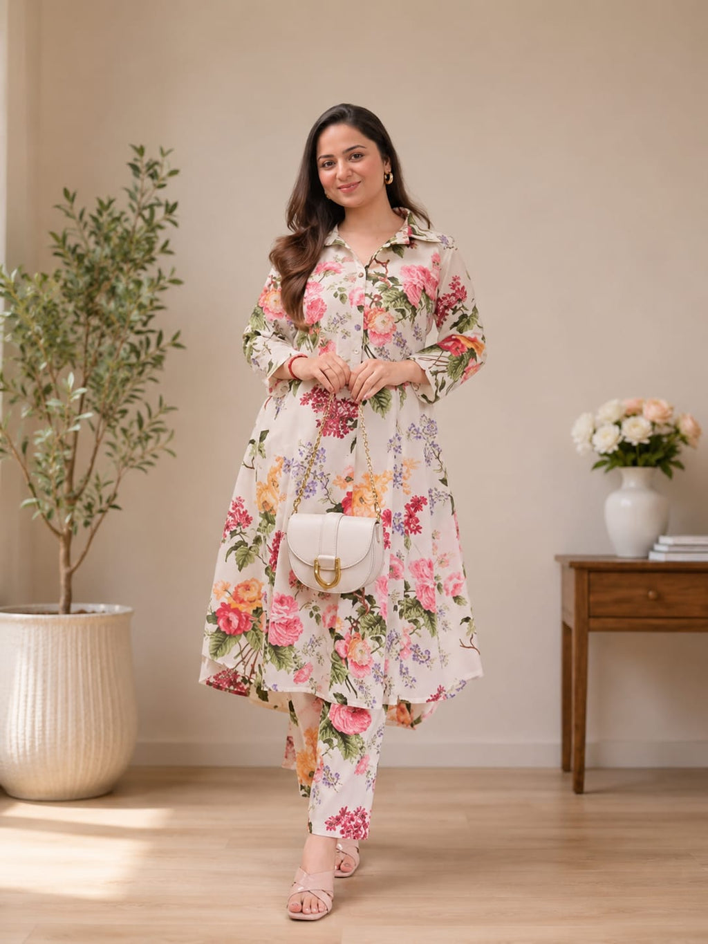 FLOWER WOMEN PRINTED KURTA SET