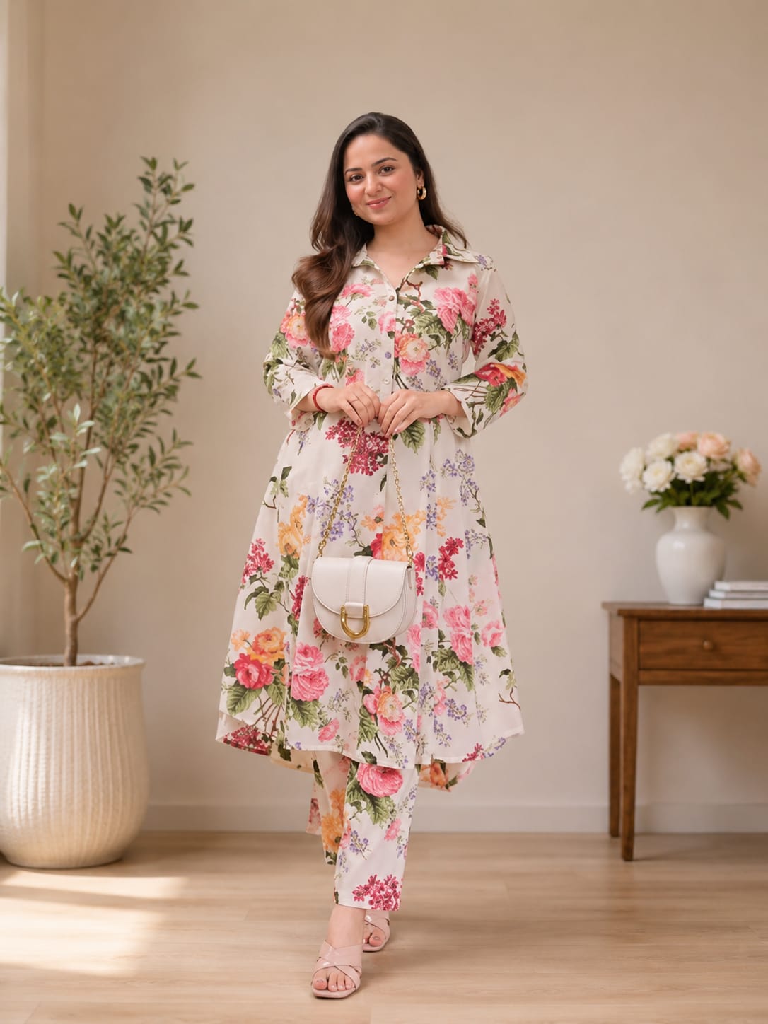 FLOWER WOMEN PRINTED KURTA SET
