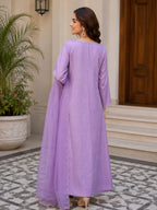 Purple Embroidered Kurta Pant Set with Dupatta