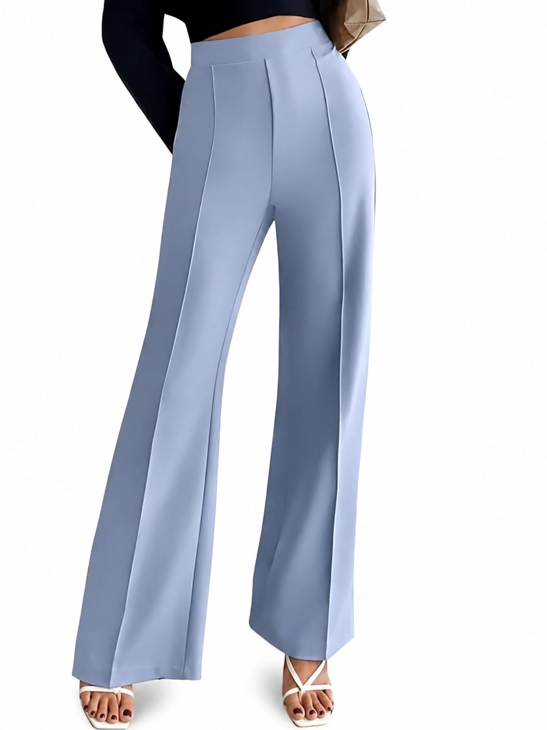 Plain Stylish Bell Bottom Trousers | Trendy High-Waist Flared Pants for Casual & Party Wear