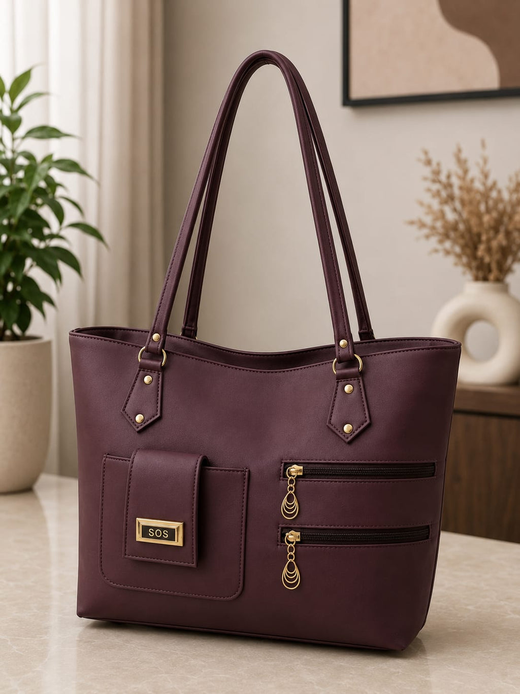 Premium Faux Leather Handbag | Elegant Large Capacity Tote Bag for Office & Daily Use