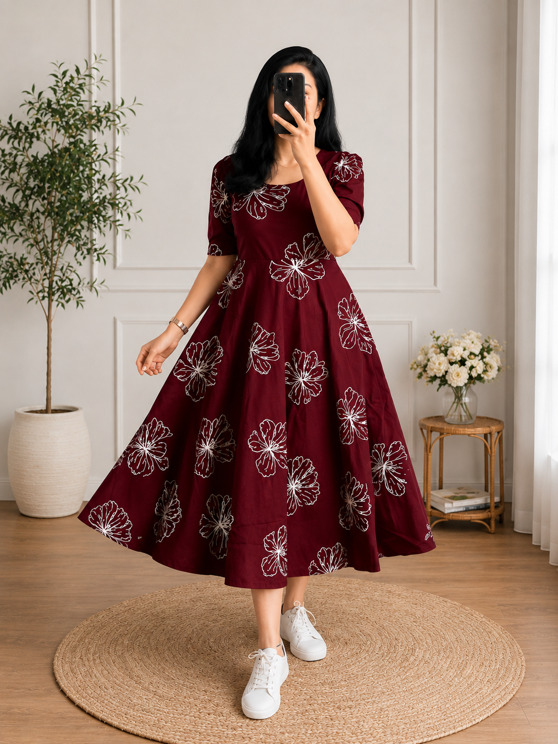 Bloom Grace Floral Fit & Flare Midi Dress