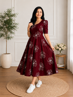 Bloom Grace Floral Fit & Flare Midi Dress