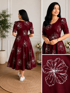 Bloom Grace Floral Fit & Flare Midi Dress