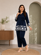Midnight Elegance Black Floral Embroidered Bell Sleeve Kurta Set
