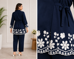 Midnight Elegance Black Floral Embroidered Bell Sleeve Kurta Set