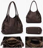 Premium Faux Leather Handbag | Stylish Multi-Compartment Tote Bag with Heart Keychain