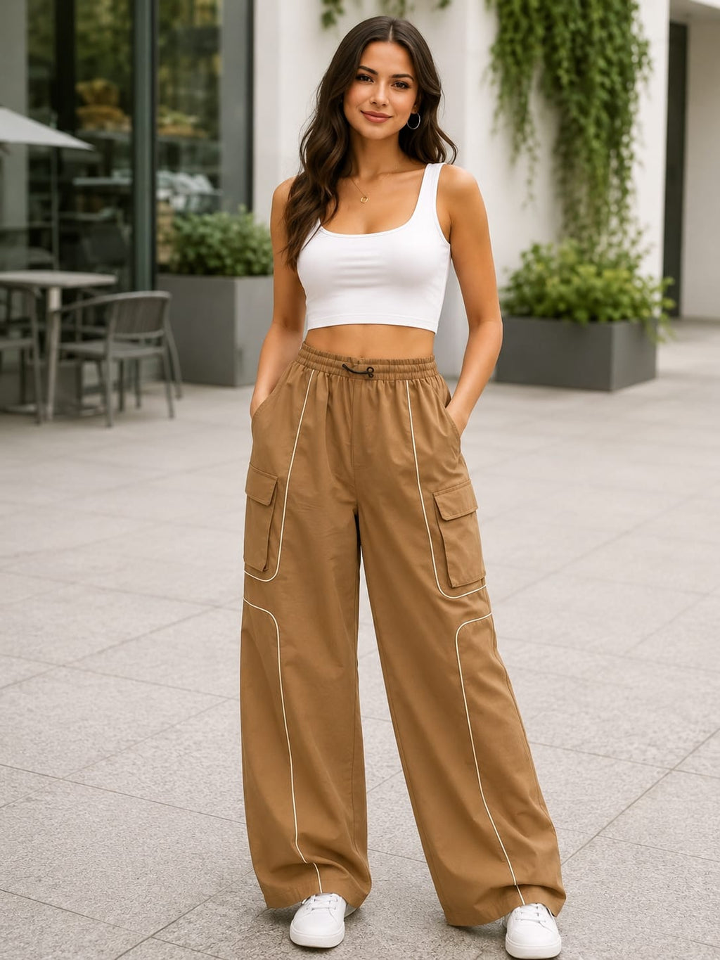 Stylish Wide Leg Cargo Pants | Trendy High-Waist Casual Trousers