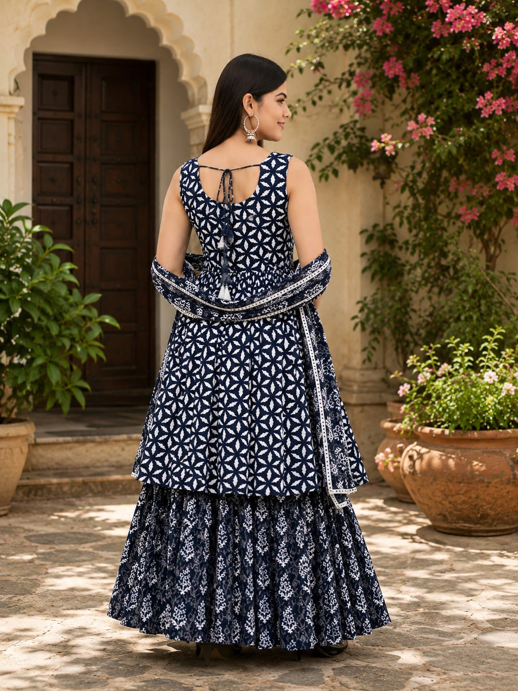 Adrika Voguish Rayon Printed Kurta Set with Sharara & Dupatta