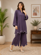 Purple Embroidered Rayon Kurta Palazzo Set | Elegant Party & Festive Wear