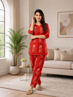 Rayon Orange Kurta With Bottomwear