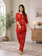 Rayon Orange Kurta With Bottomwear