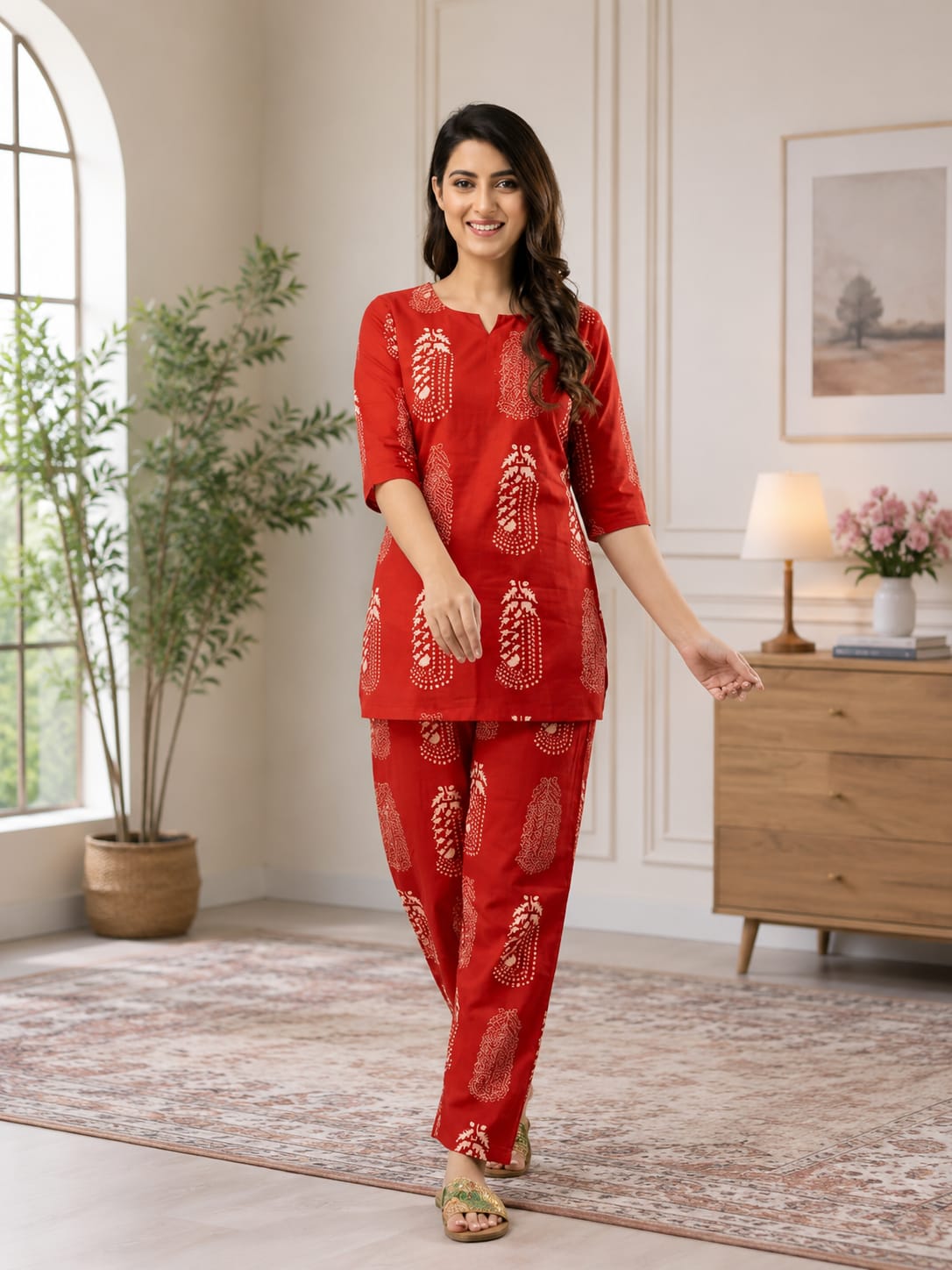 Rayon Orange Kurta With Bottomwear