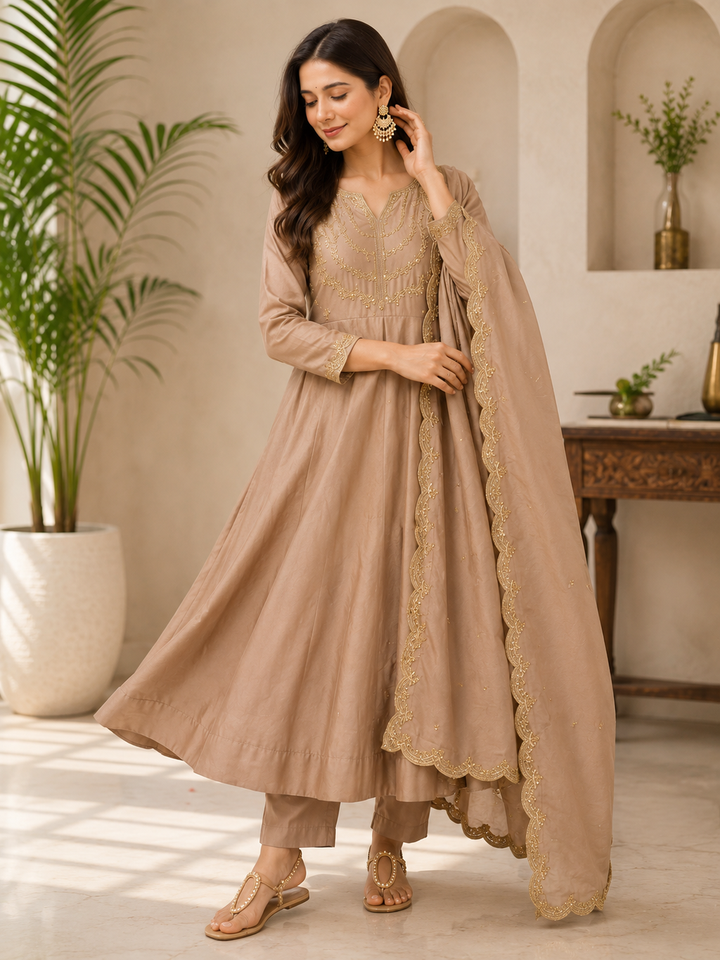 Heavy Embroidered Anarkali Suit Set With Pant & Dupatta | Party Wear Ethnic Dress