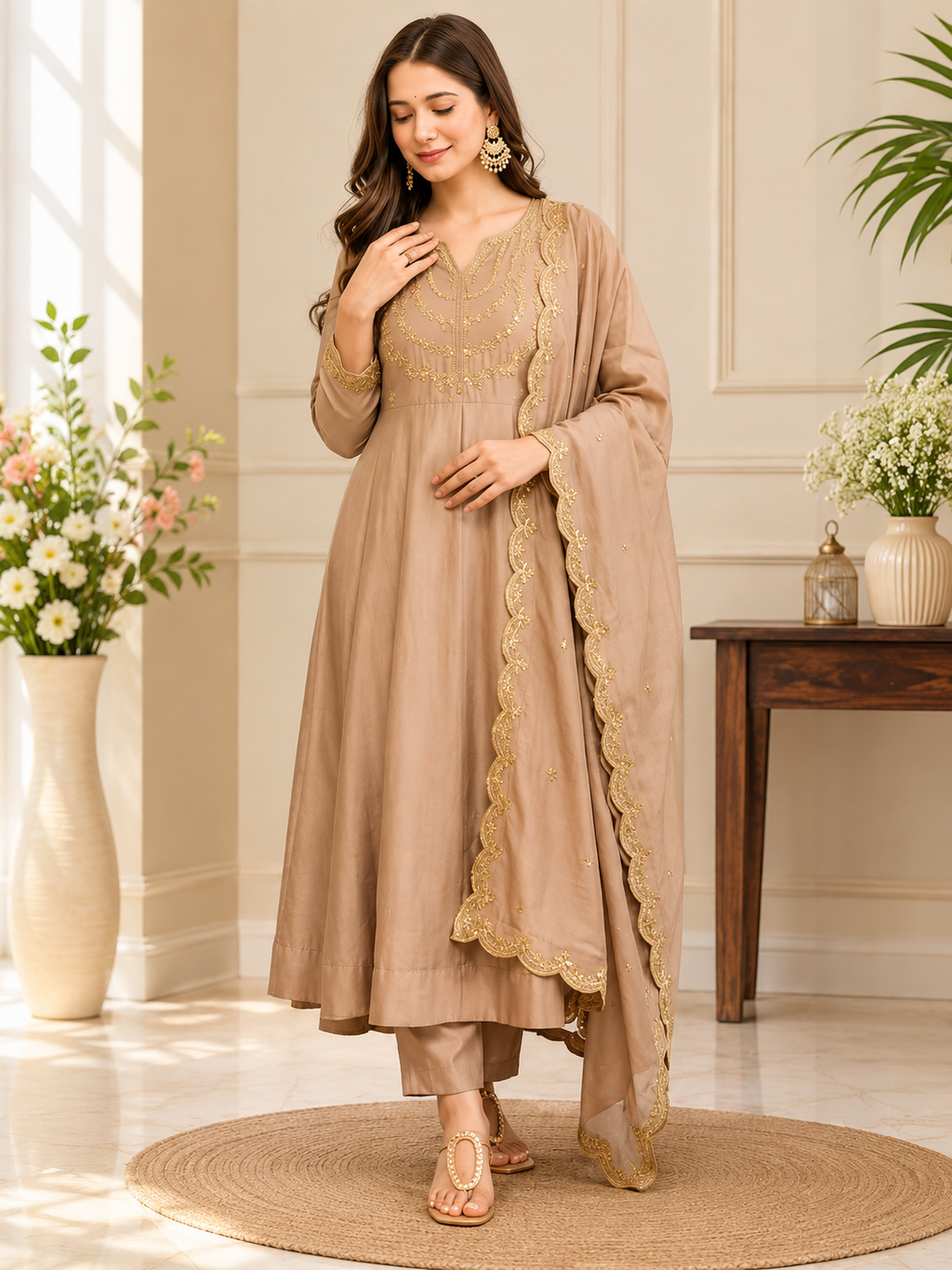 Heavy Embroidered Anarkali Suit Set With Pant & Dupatta | Party Wear Ethnic Dress