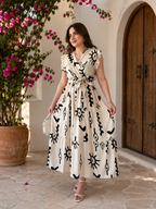 Rayon Flared Anarkali Maxi Dress | Stylish Short Sleeve Party Wear Gown