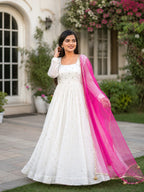 Ethnic Georgette Gown & Dupatta Set