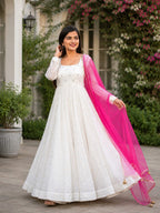 Ethnic Georgette Gown & Dupatta Set