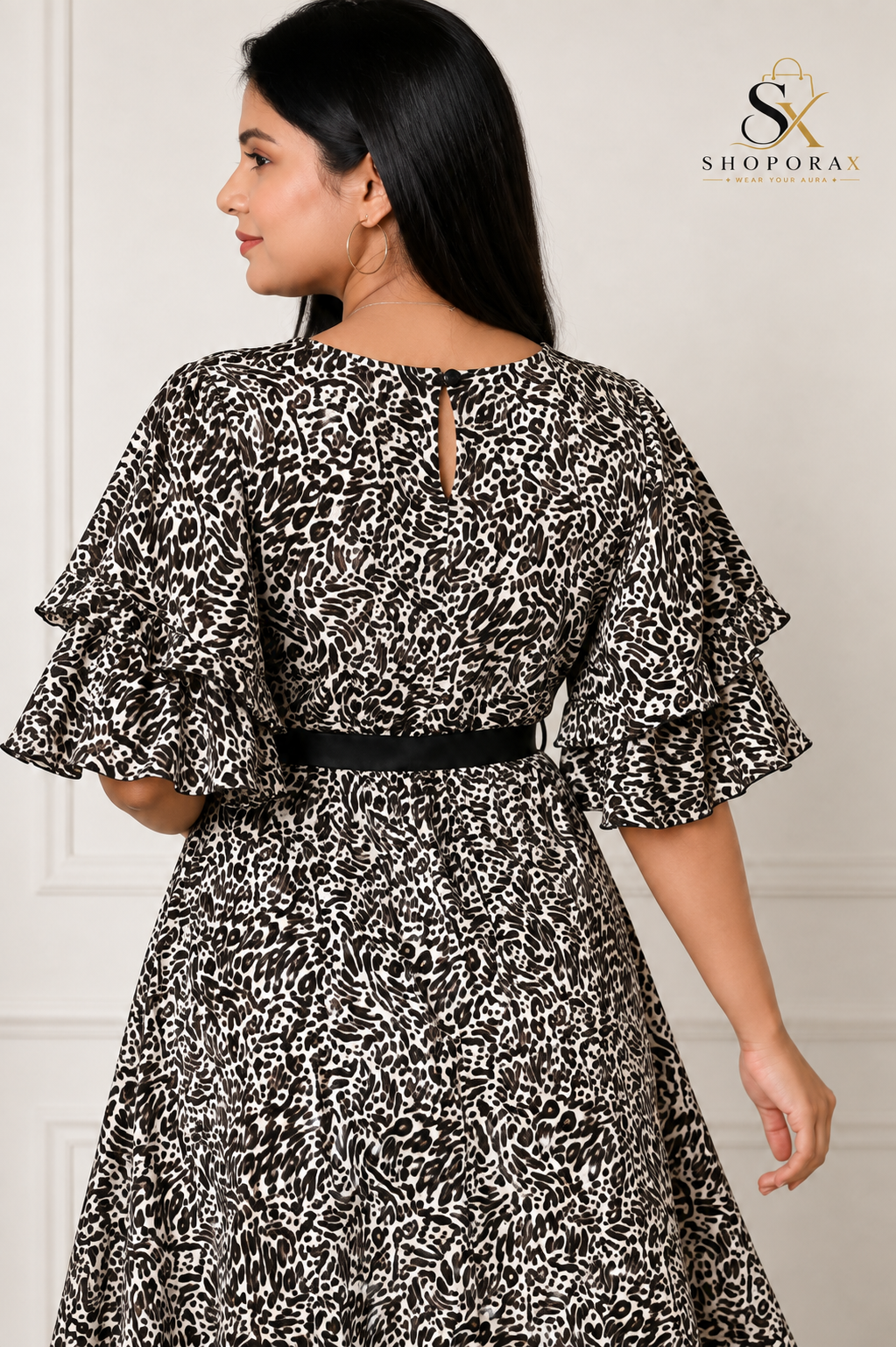 Women’s Premium Tiger Print Cotton Blend Frock Dress