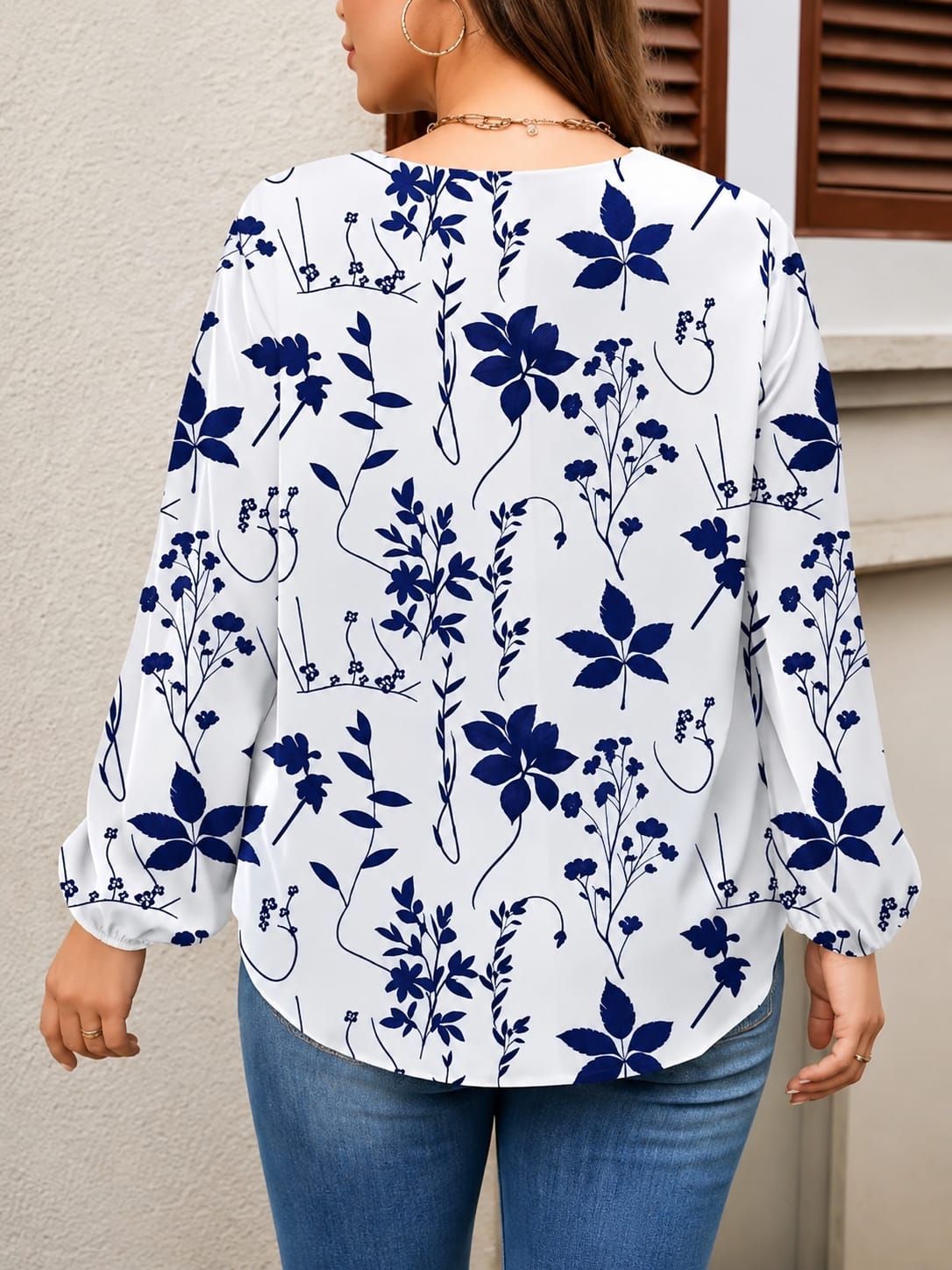 Women's White & Blue Printed Top | Stylish Casual Western Top for Women & Girls